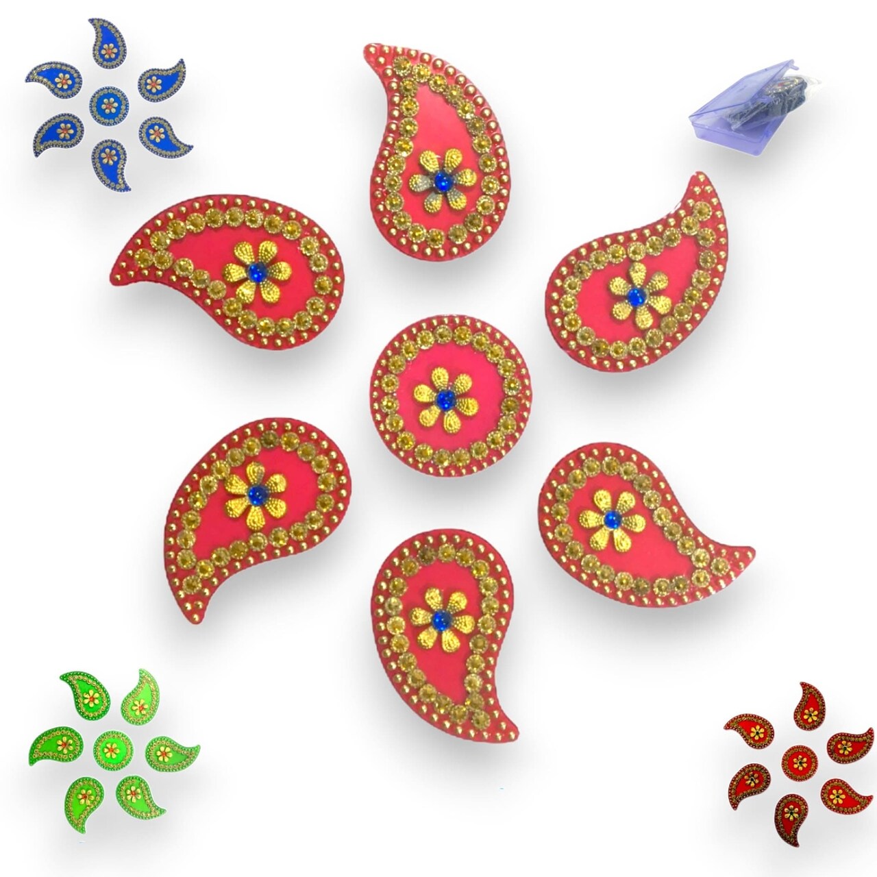Diya Floor Rangoli Indian Traditional Handmade Reusable Acrylic Diya Rangoli Diwali Navratri Home Temple Decor Deepawali Wedding Housewarming Gift Floor Table Decoration (6.5 Inches)